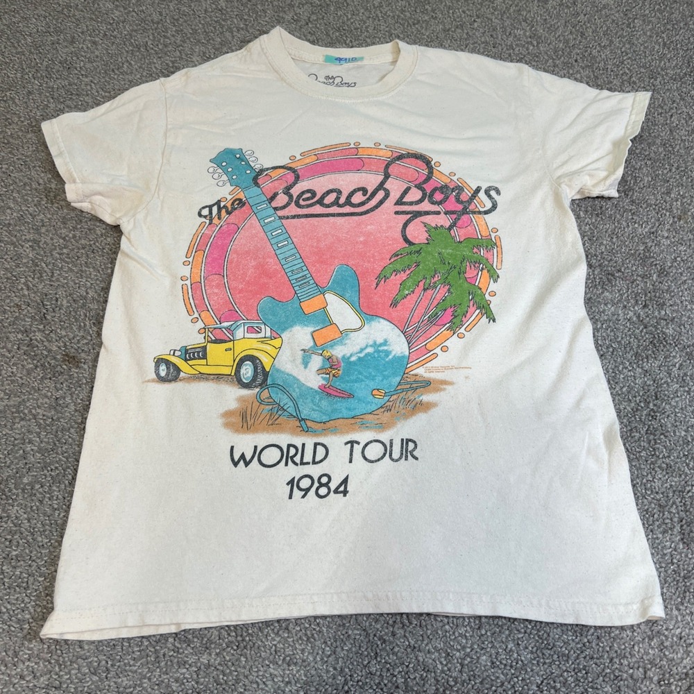 vtg The Beach Boys shirt Mens XS Cream World Tour 1984 Cotton 90s band tee y2k